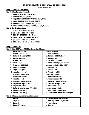 Đề cương ôn tập học kỳ II môn Hóa học Lớp 11 - Năm học 2019-2020